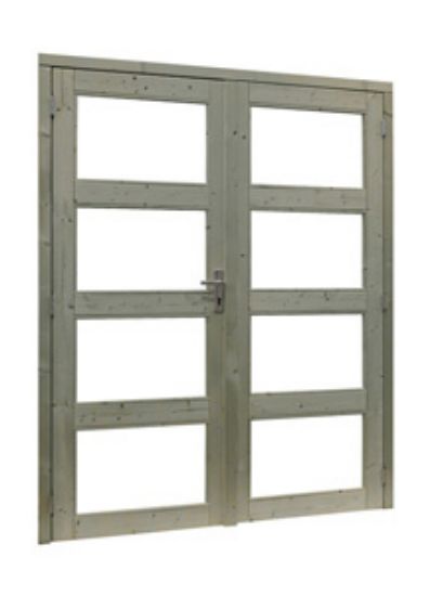 Dubbele deur 4-ruits melkglas 163x197 cm groen geïmpr