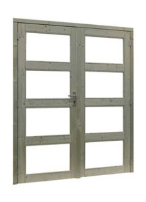 Dubbele deur 4-ruits melkglas 163x197 cm groen geimpregneerd