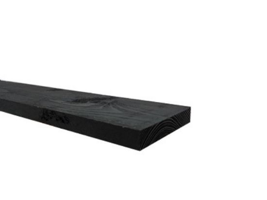 Vuren plank ruw geimpregneerd  OERS Zwart - 22x150 mm