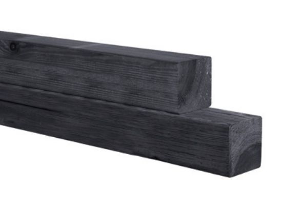 Grenen paal geschaafd geimpregneerd Zwart gedompeld - 88x88 mm
