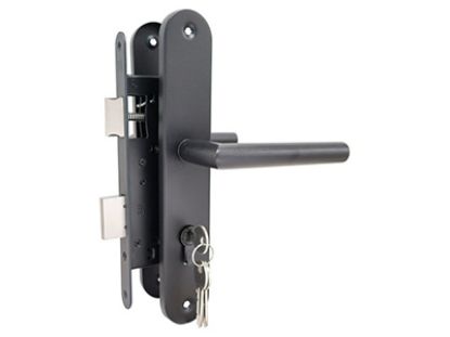 Inbouwcilinderslot compleet RVS - lang schild ZWART