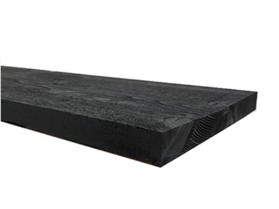 Douglas plank gezaagd zwart gedompeld - 25x250 mm