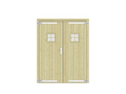 Vuren dubbele glasdeur geimpregneerd 1-ruits - 168x209 cm