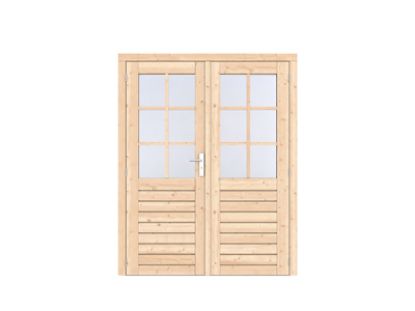 Vuren dubbele glasdeur 6-ruits onbehandeld prestige - 168x209 cm
