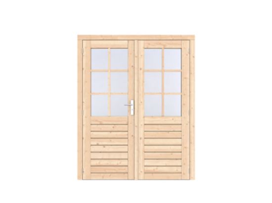 Vuren dubbele glasdeur 6-ruits onbehandeld prestige - 168x209 cm
