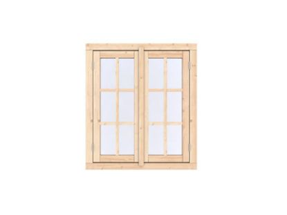 Vuren dubbel uitzetraam 6-ruits prestige onbehandeld - 112x126 cm