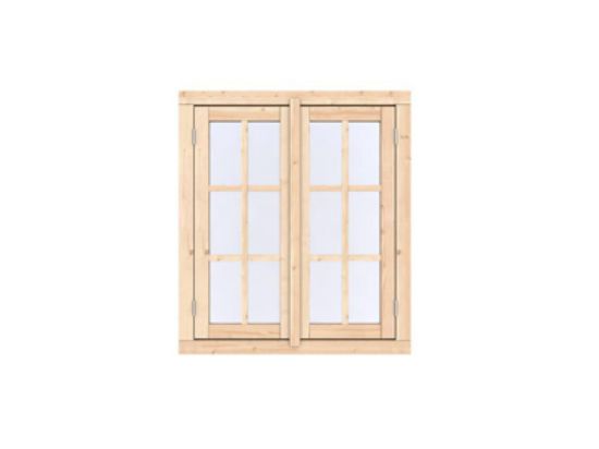 Vuren dubbel uitzetraam 6-ruits prestige onbehandeld - 112x126 cm