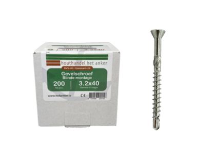 Gevelschroef RVS t.b.v. blinde montage - 3.2x40 mm