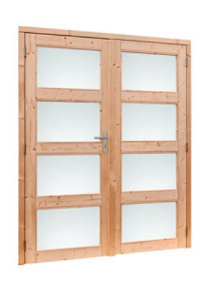 Douglas dubbele glasdeur 4-ruits 163x197cm - melkglas - incl. kozijn